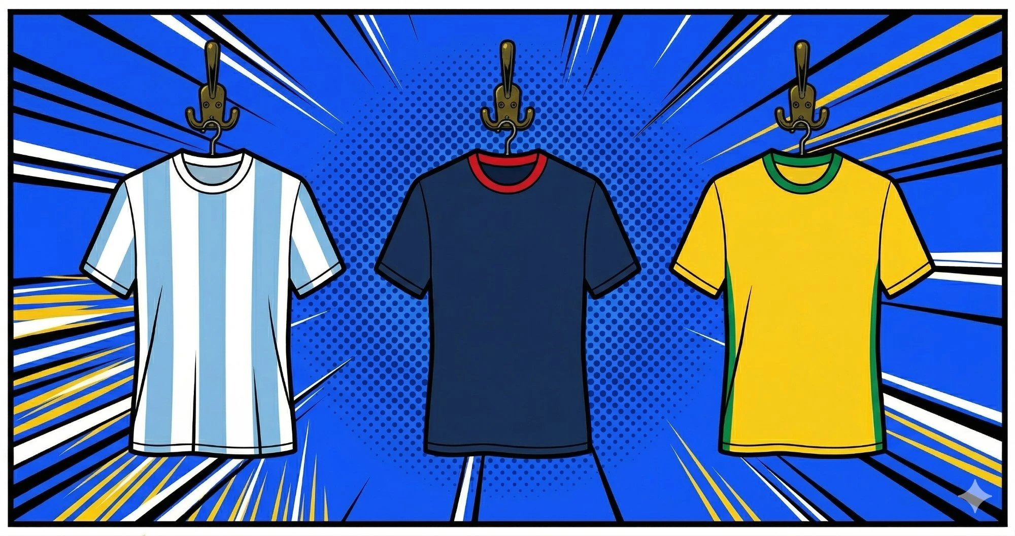 Arjantin, Fransa ve Brezilya milli takım formaları — 2026 Dünya Kupası favori adayları