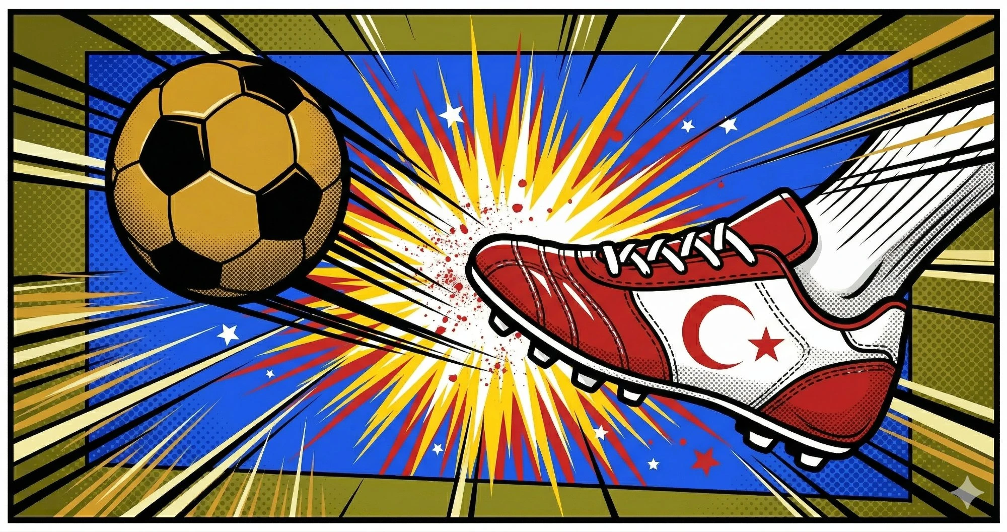 Türkiye milli takımı renkleriyle futbol ayakkabısı ve top — Dünya Kupası şans analizi